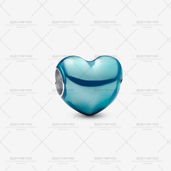 Pandora Metallic Sky Blue Heart Charm - Picture 1 of 6